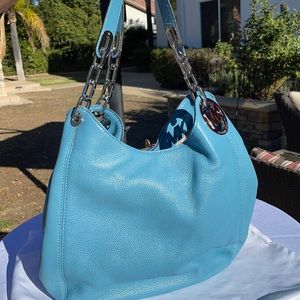 Michael Kors Fulton or Lillie light blue shoulder bag